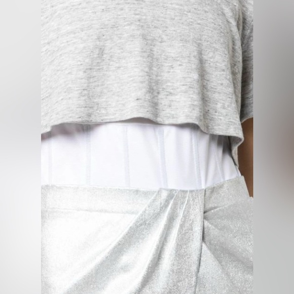 Small RtA Naomi Metallic Short Sleeve Mini Dress in Sound Silver - Picture 7 of 12